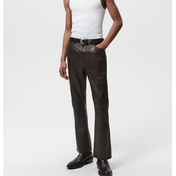 Zara Pants Zara Flared Lambskin Leather Pants Poshmark